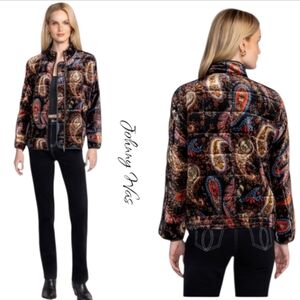 NWT Johnny Was Sezana Paisley Quilted Velvet Bomber Jacket S & L